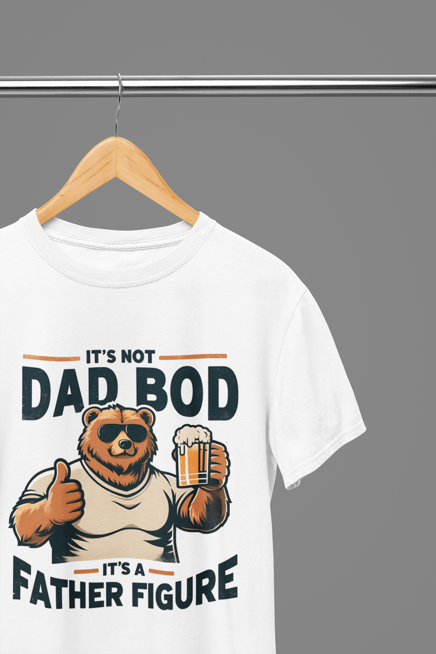 My Store Fathers Day T-Shirt T-Shirt / Small Father Figure Bear T-Shirt / Sweatshirt – Funny Dad Bod Beer Shirt