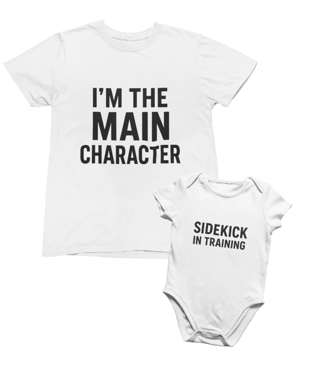 My Store Fathers Day T-Shirt Main Character & Sidekick Matching T-Shirt and Baby Grow Set