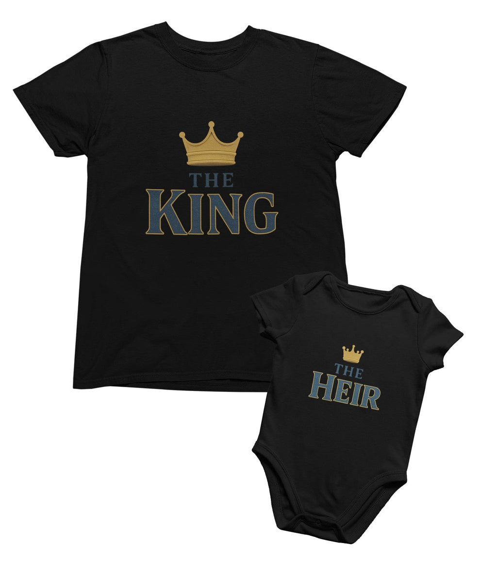 My Store Fathers Day T-Shirt The King & The Heir Matching T-Shirt and Baby Grow Gift Set