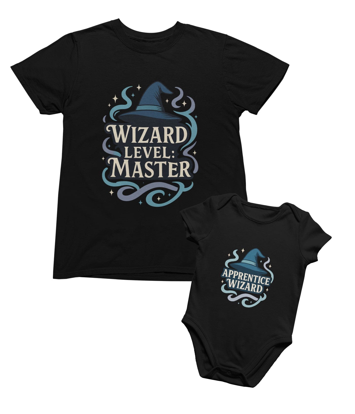 My Store Fathers Day T-Shirt Wizard Master & Apprentice Wizard Matching Parent Baby Set