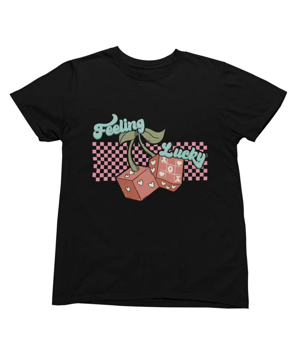 Feeling Lucky Valentine’s Shirt Cute Valentine’s Day Gift T-Shirt / Small / Black gift_idea unique_gift personalised_gift