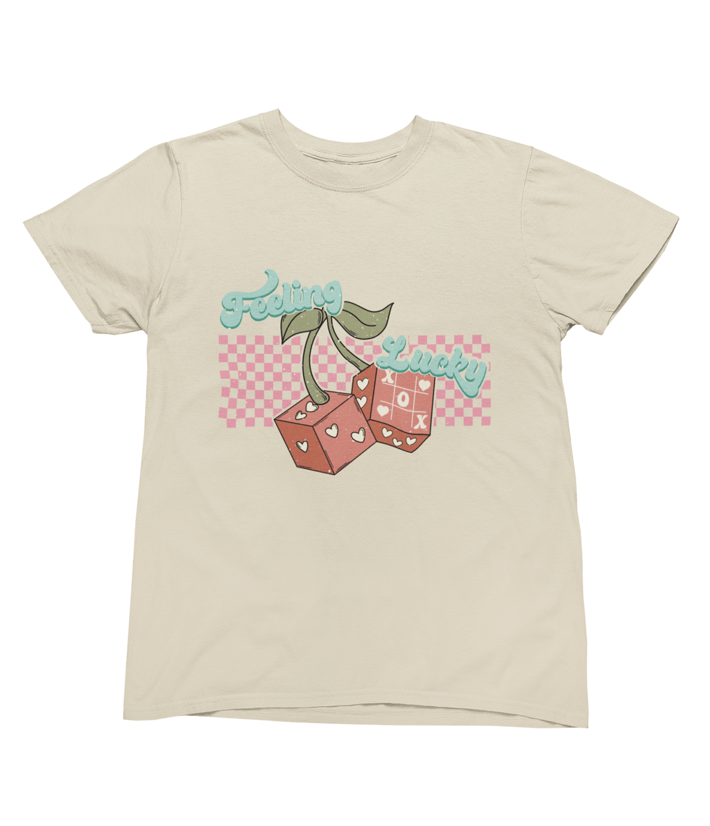 Feeling Lucky Valentine’s Shirt Cute Valentine’s Day Gift T-Shirt / Small / Beige gift_idea unique_gift personalised_gift