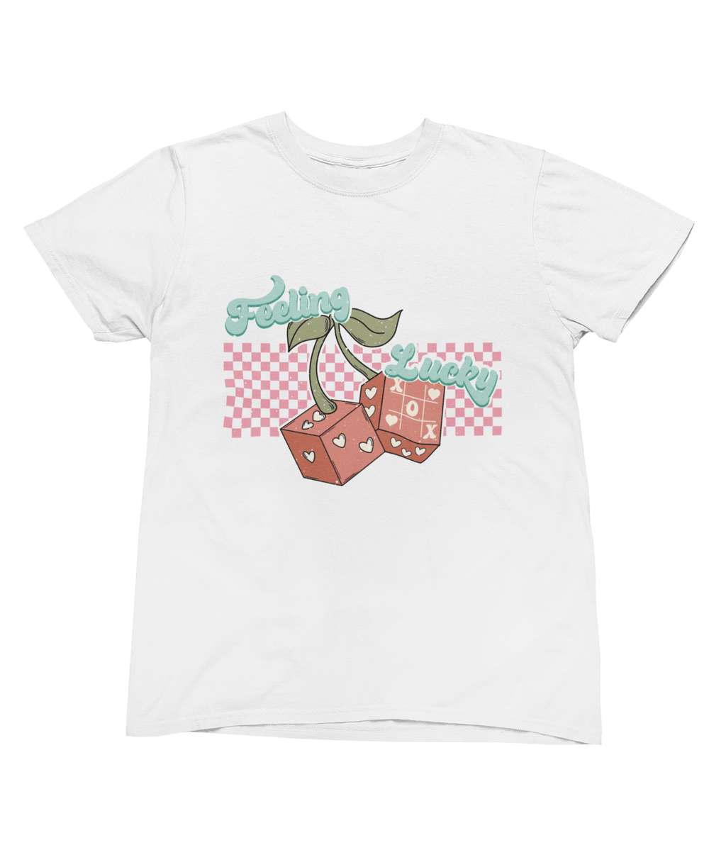 Feeling Lucky Valentine’s Shirt Cute Valentine’s Day Gift T-Shirt / Small / White gift_idea unique_gift personalised_gift