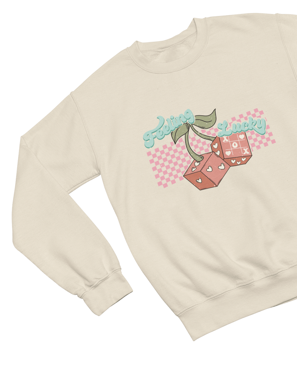 Feeling Lucky Valentine’s Shirt Cute Valentine’s Day Gift Sweatshirt / Small / Beige gift_idea unique_gift personalised_gift