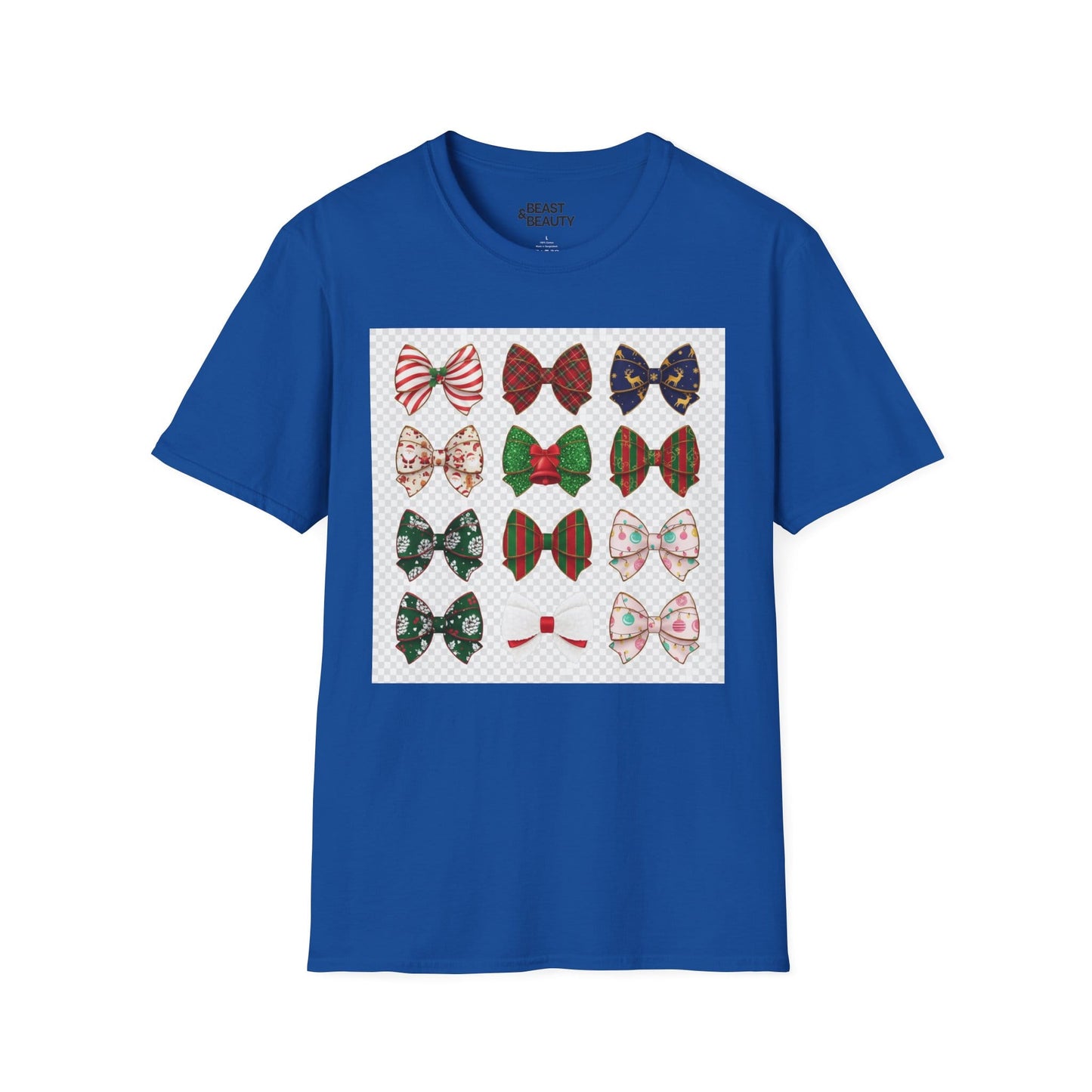 festive bow pattern t-shirt royal t-shirt uk Christmas gift idea