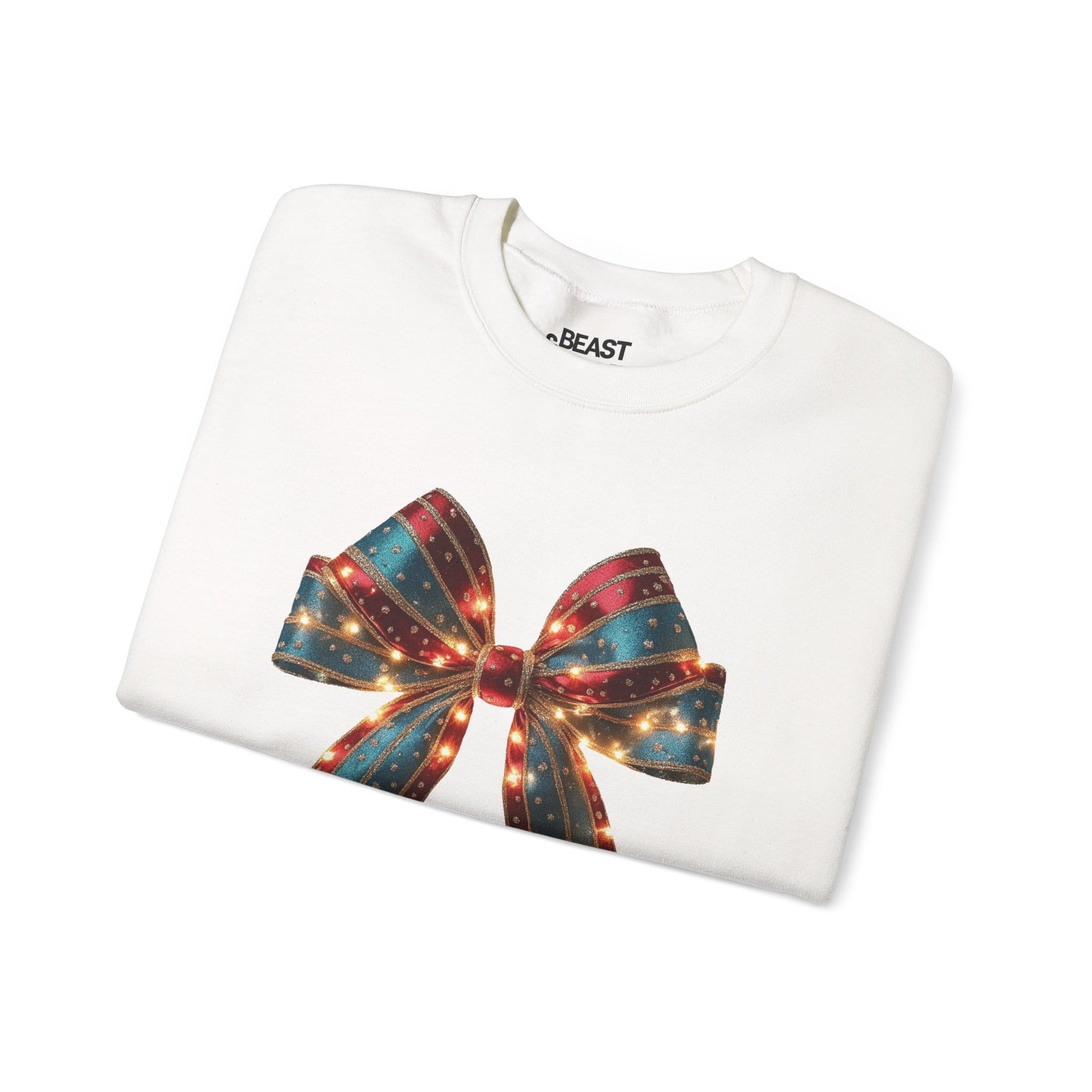 festive lighted christmas bow sweatshirt sweatshirt uk Christmas gift idea image 4