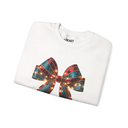 festive lighted christmas bow sweatshirt sweatshirt uk Christmas gift idea image 4