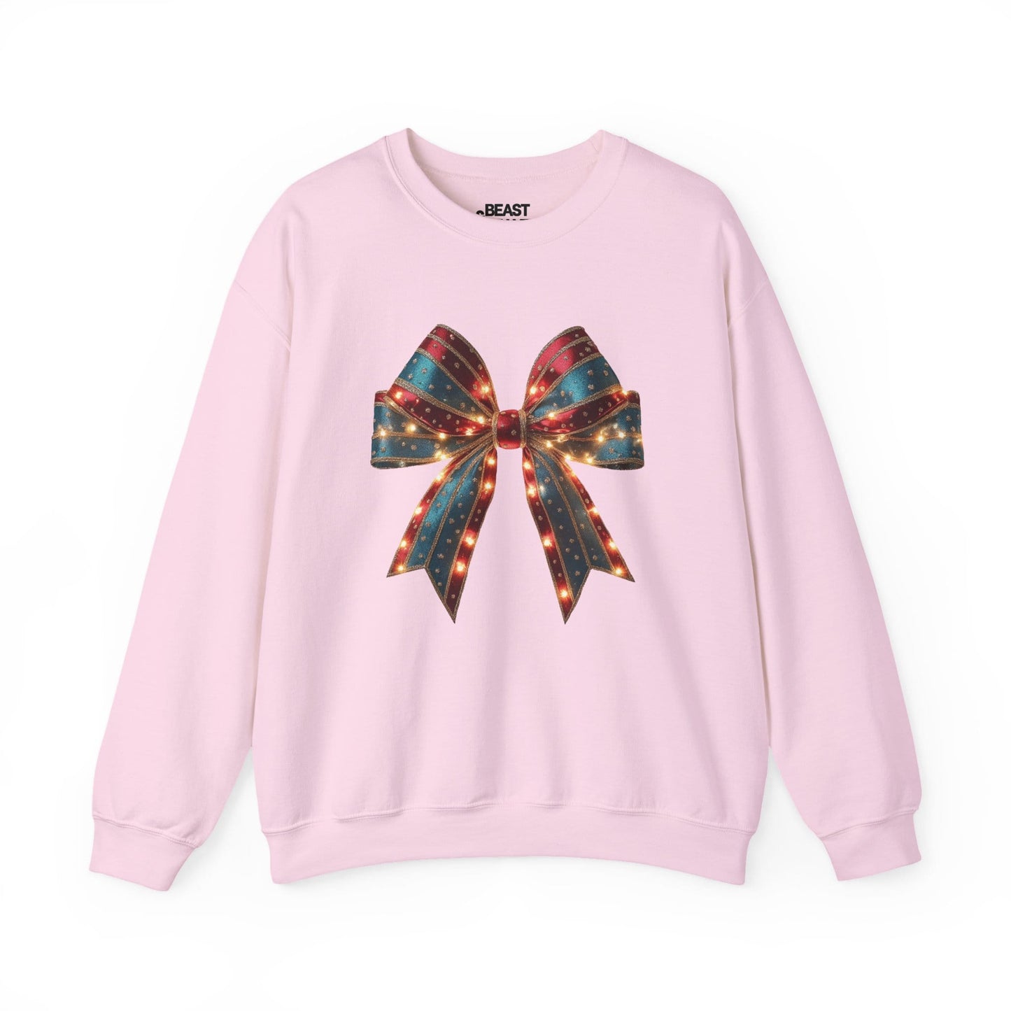 festive lighted christmas bow sweatshirt light pink sweatshirt uk Christmas gift idea