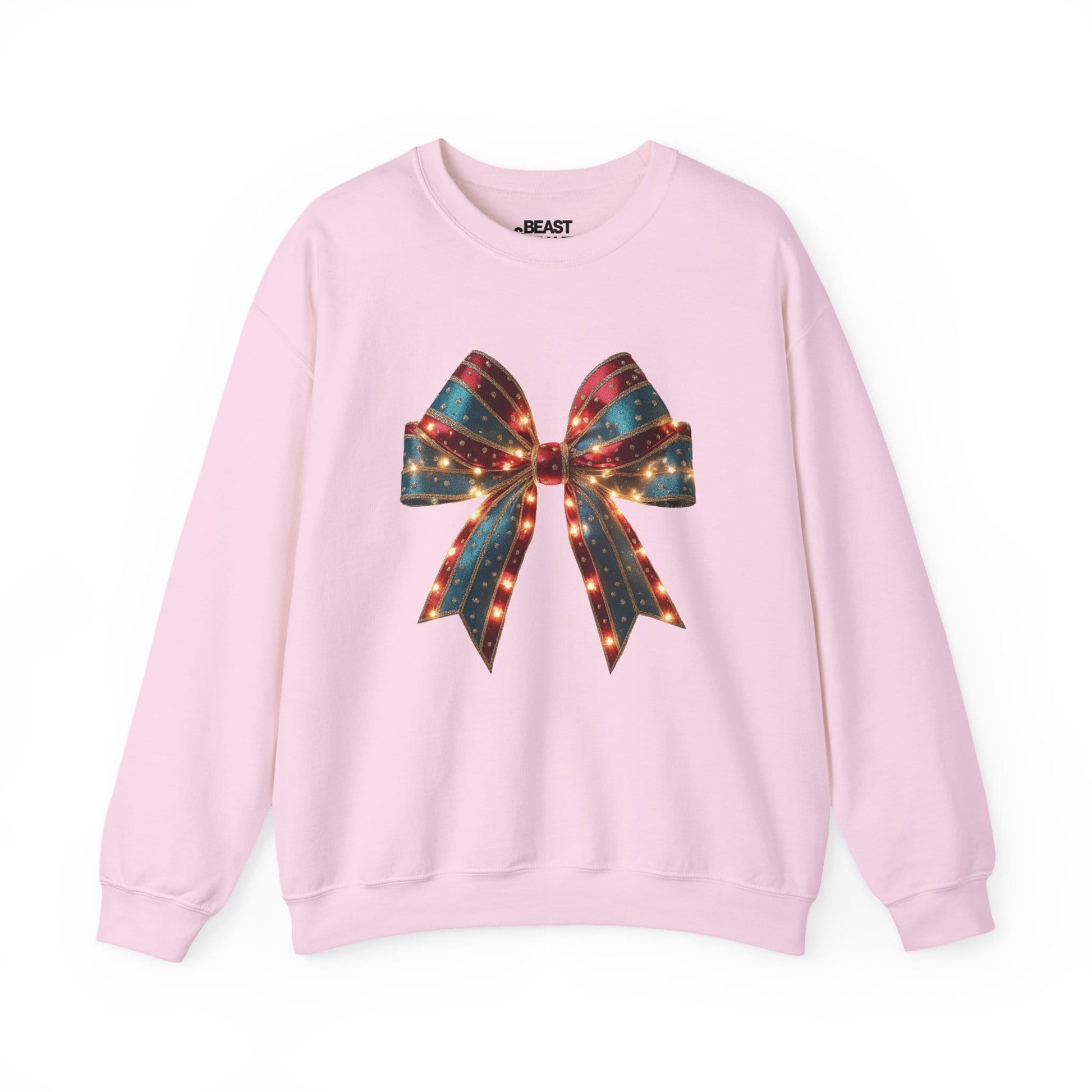 festive lighted christmas bow sweatshirt light pink sweatshirt uk Christmas gift idea