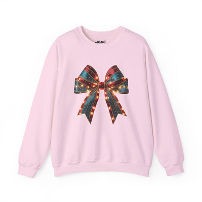 festive lighted christmas bow sweatshirt light pink sweatshirt uk Christmas gift idea