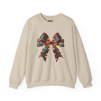festive lighted christmas bow sweatshirt sand sweatshirt uk Christmas gift idea