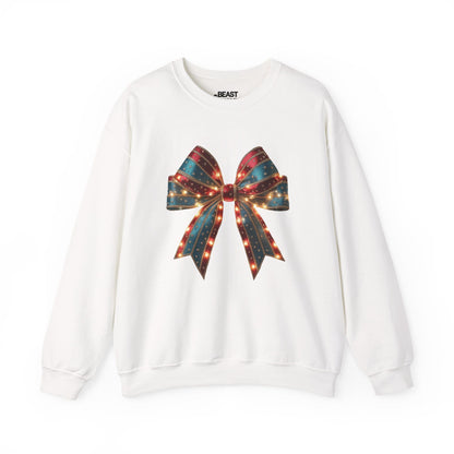 festive lighted christmas bow sweatshirt white sweatshirt uk Christmas gift idea