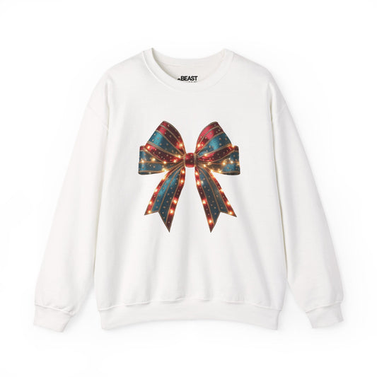 festive lighted christmas bow sweatshirt white sweatshirt uk Christmas gift idea