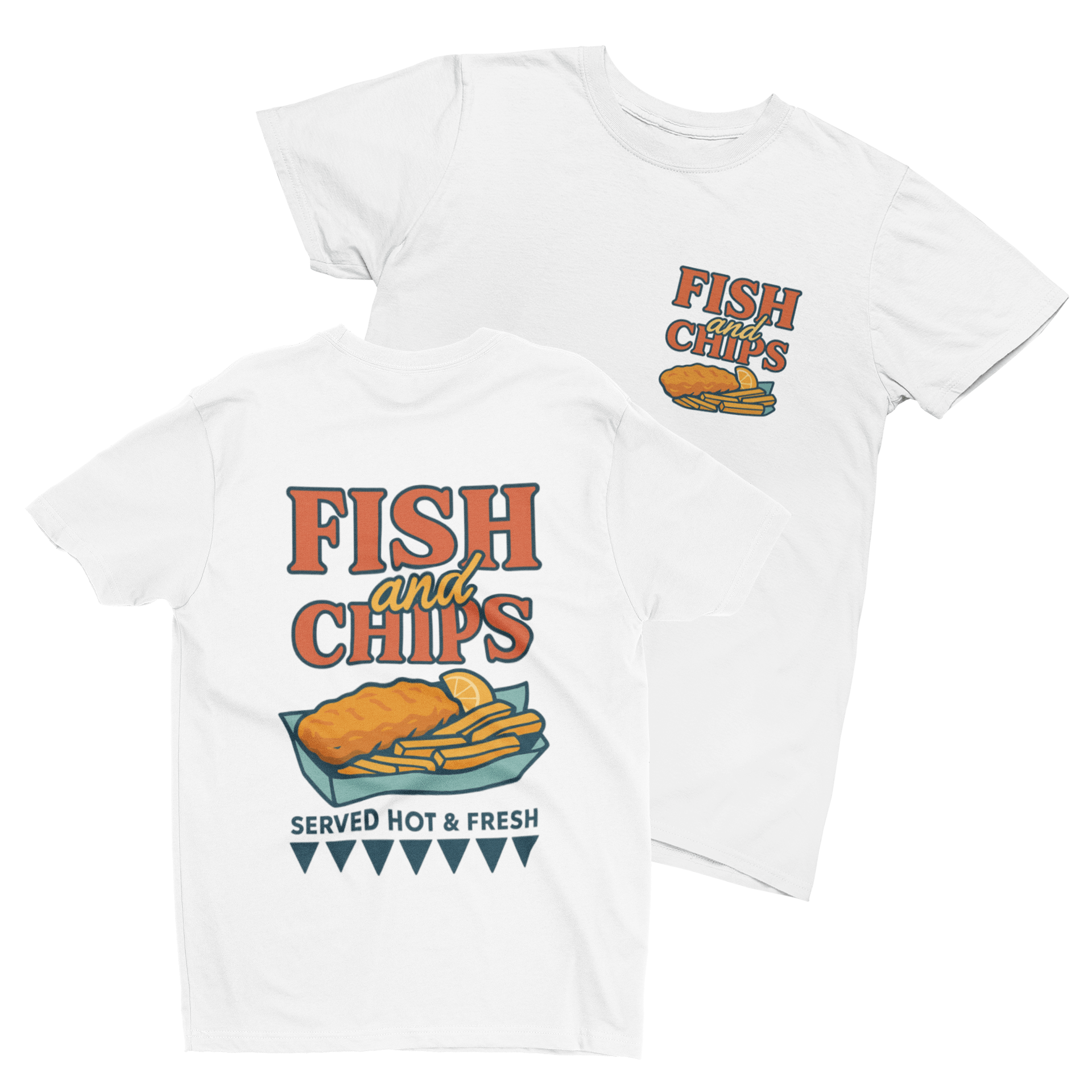 Fish and Chips T-Shirt – Retro British Street Food Tee S (Adult) / T-Shirt gift_idea unique_gift personalised_gift