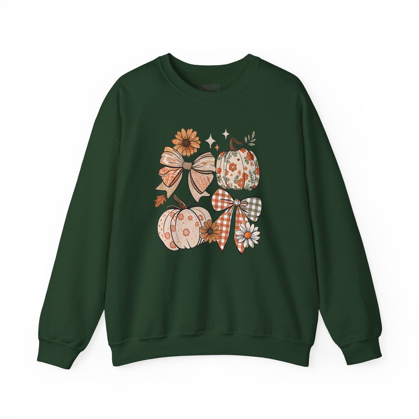 floral pumpkin bow sweatshirt forest green sweatshirt uk coquette gift idea