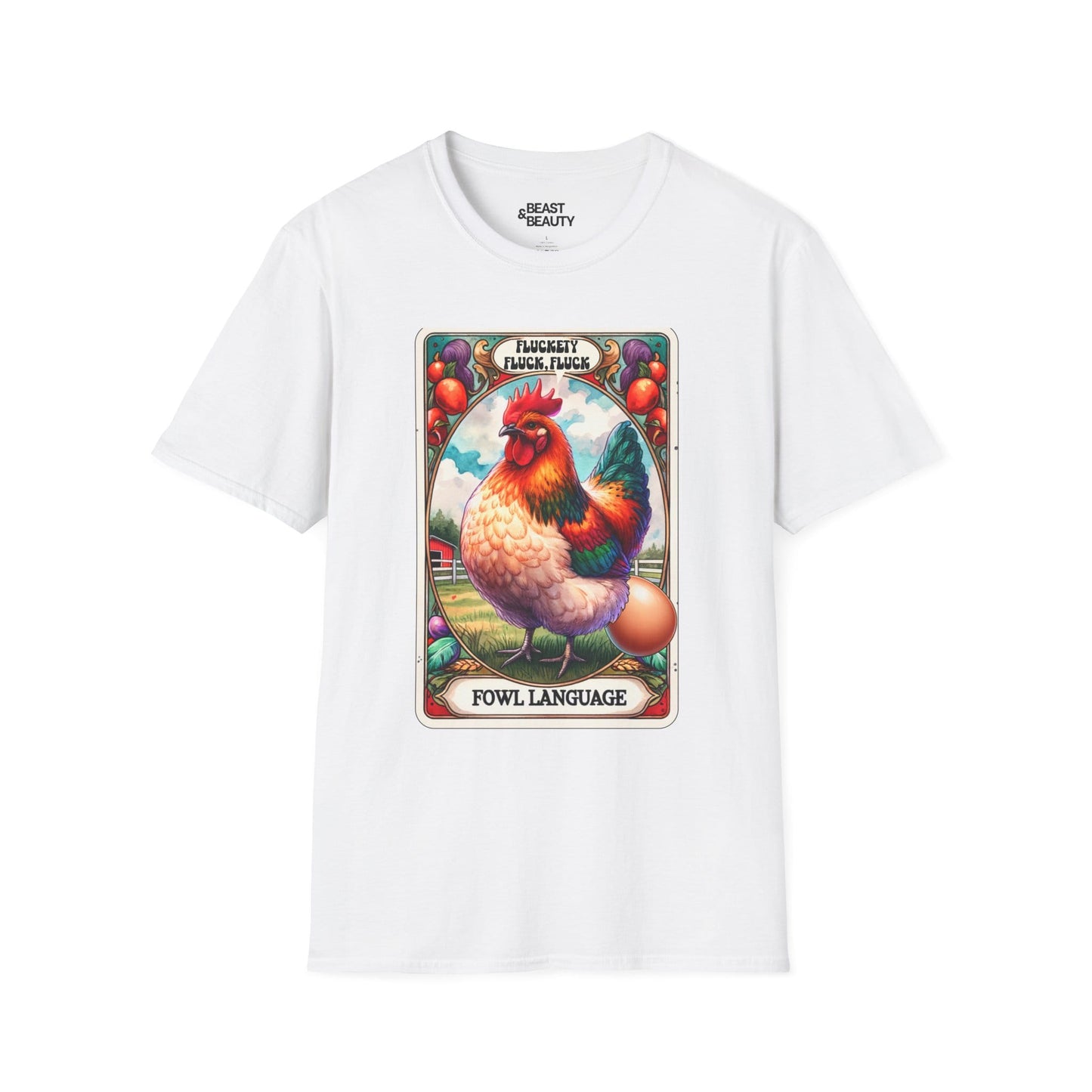 Fowl Language Funny Chicken Tarot T-Shirt White / S gift_idea unique_gift personalised_gift