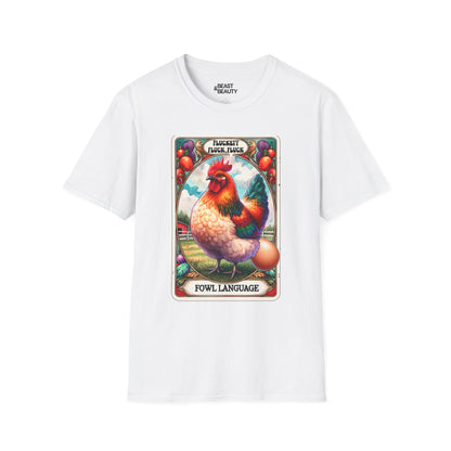 Fowl Language Funny Chicken Tarot T-Shirt White / S gift_idea unique_gift personalised_gift