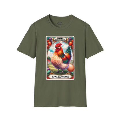 Fowl Language Funny Chicken Tarot T-Shirt Military Green / S gift_idea unique_gift personalised_gift