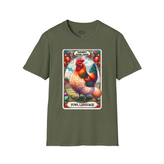 Fowl Language Funny Chicken Tarot T-Shirt Military Green / S gift_idea unique_gift personalised_gift