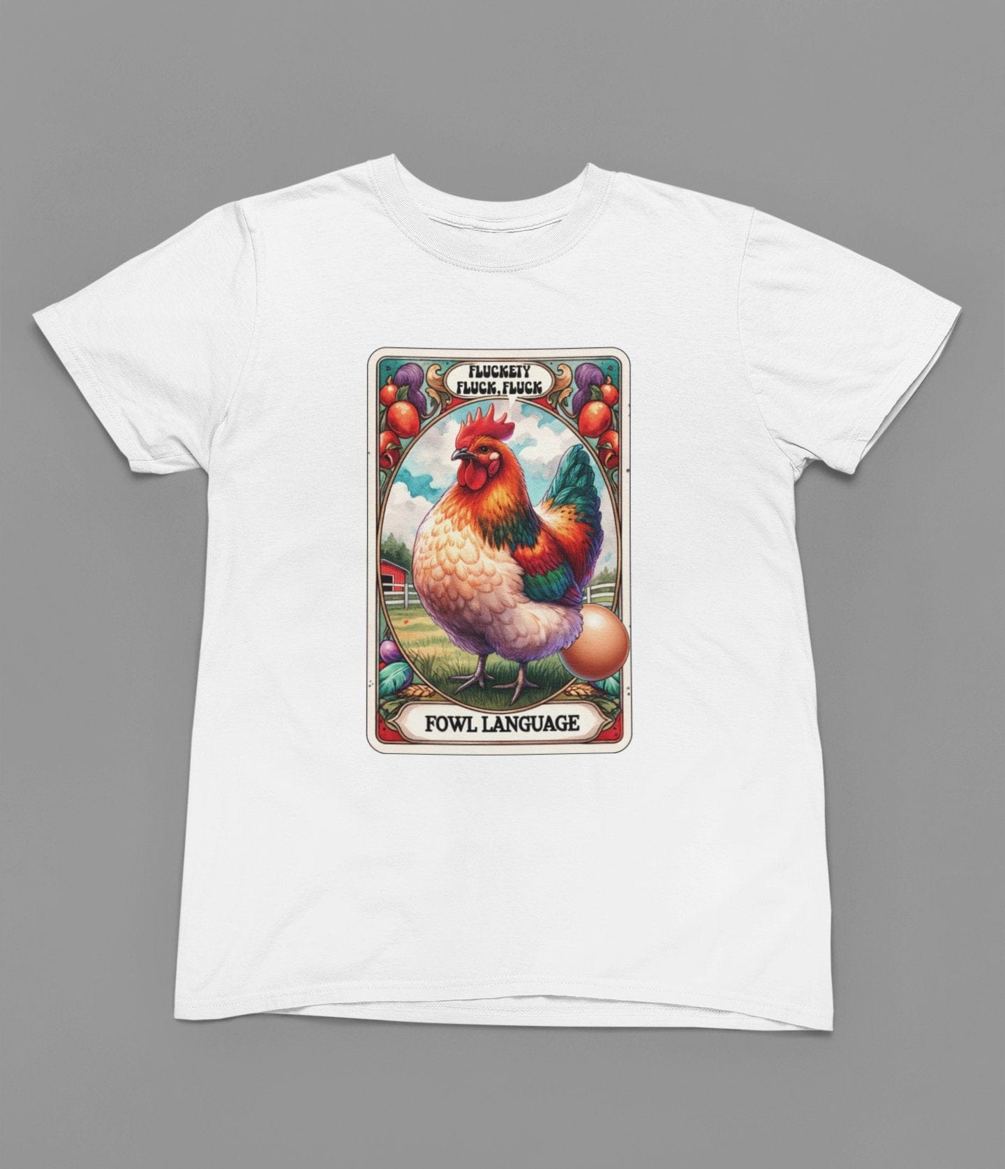 Fowl Language Tarot Shirt & Sweatshirt | Funny Rooster Chicken Graphic T-Shirt / small / White gift_idea unique_gift personalised_gift