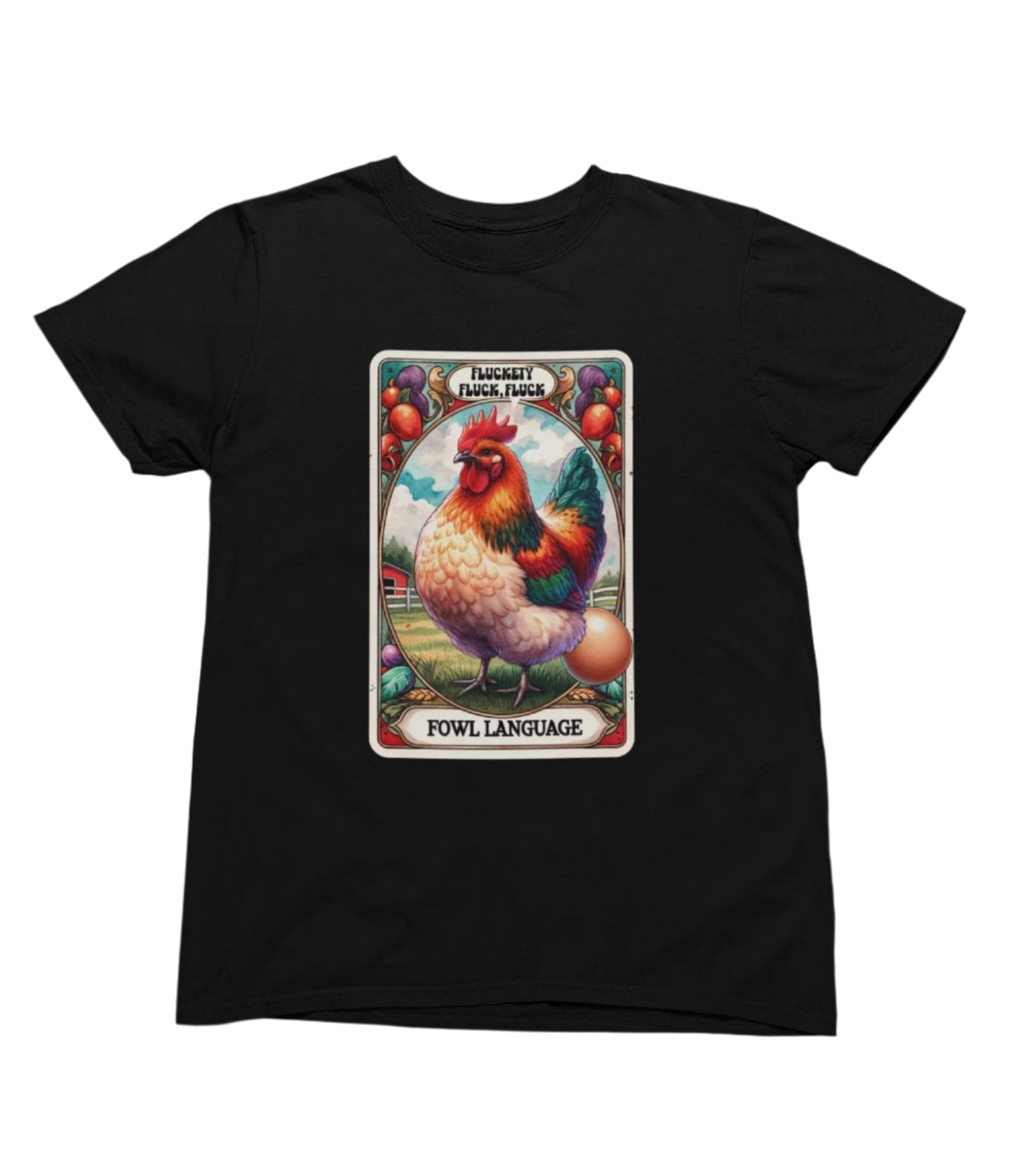 Fowl Language Tarot Shirt & Sweatshirt | Funny Rooster Chicken Graphic T-Shirt / small / Black gift_idea unique_gift personalised_gift