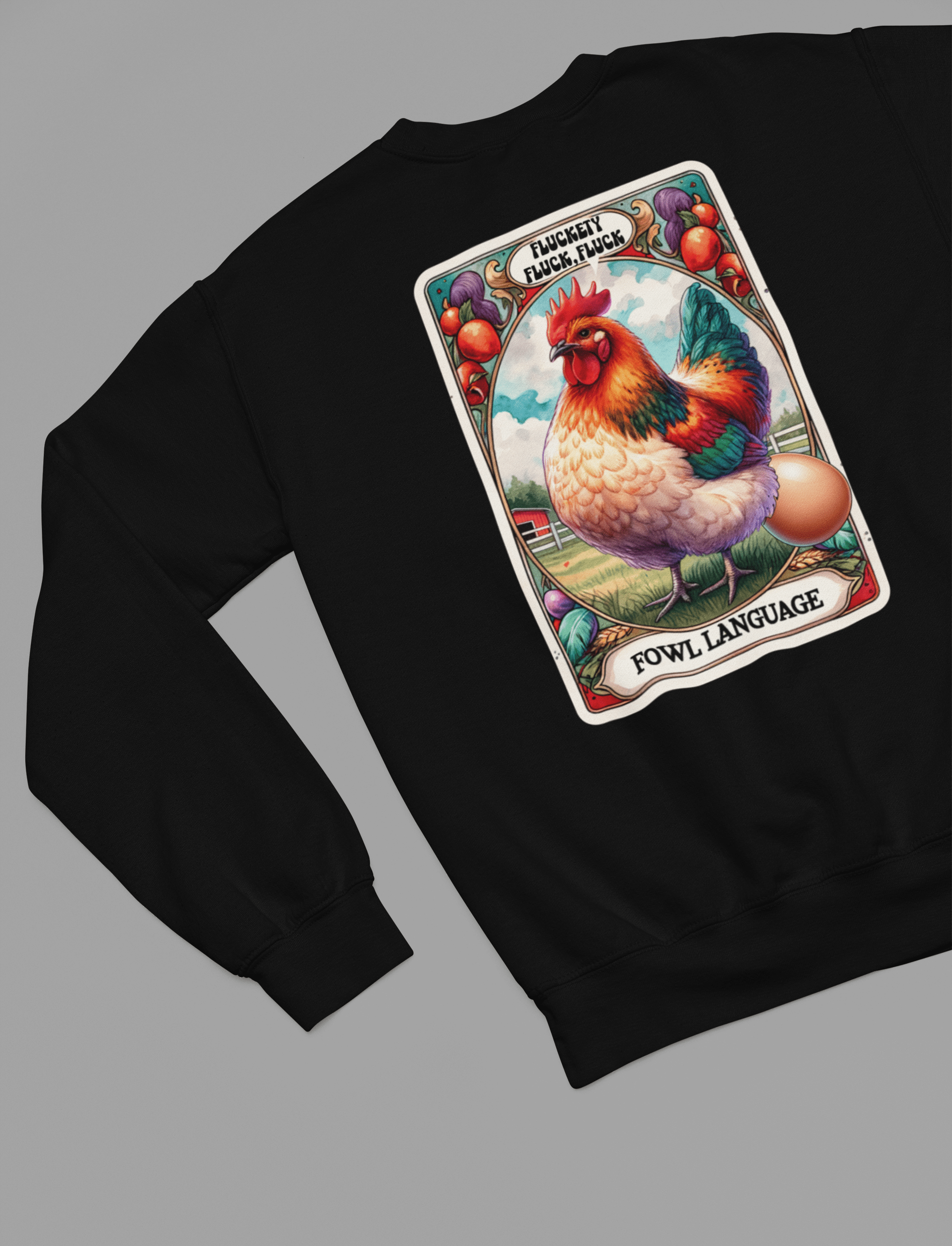 Fowl Language Tarot Shirt & Sweatshirt | Funny Rooster Chicken Graphic Sweatshirt / small / Black gift_idea unique_gift personalised_gift