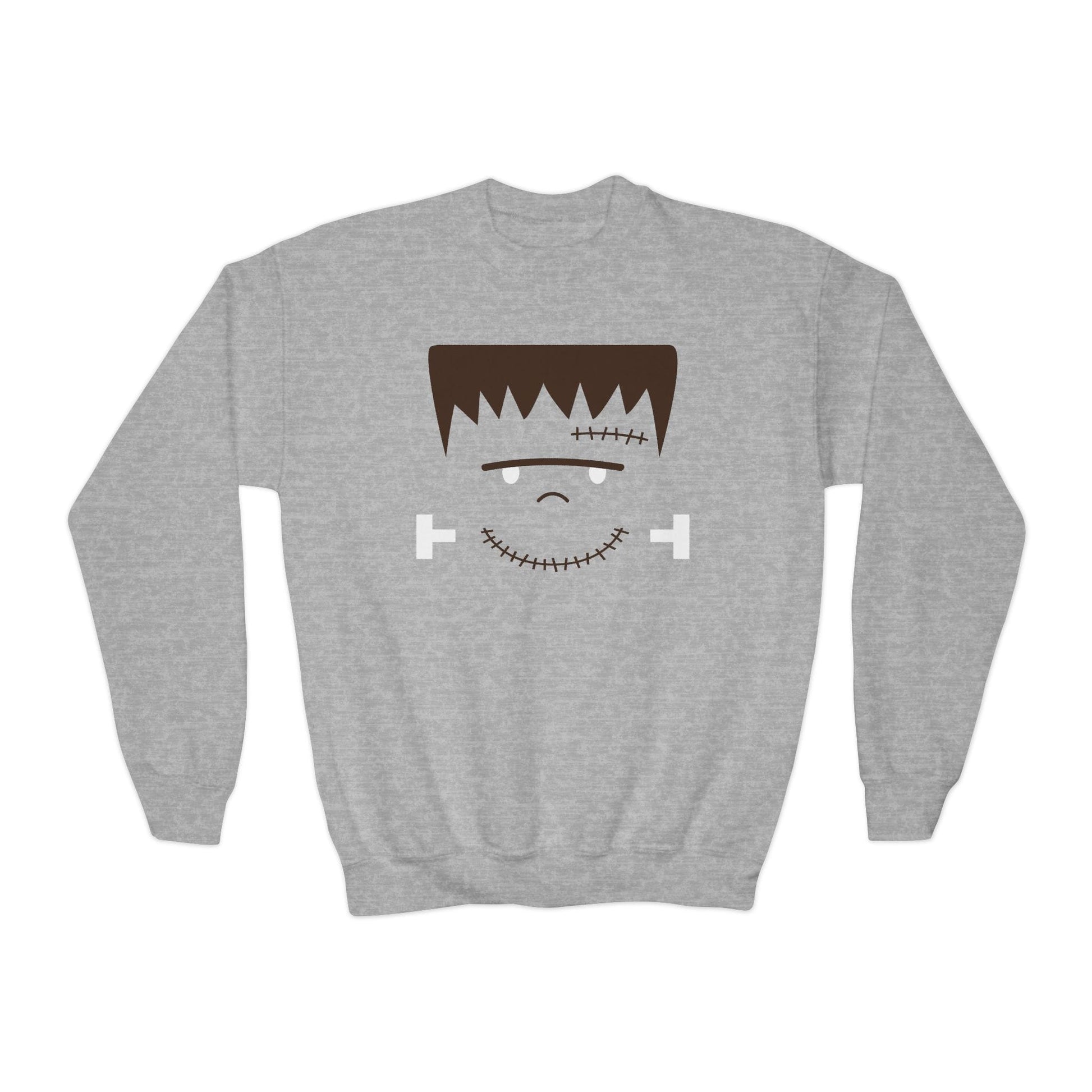 Frankenstein Face Kids Halloween Sweatshirt Sport Grey / XS gift_idea unique_gift personalised_gift
