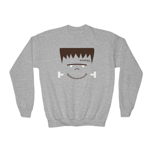 Frankenstein Face Kids Halloween Sweatshirt Sport Grey / XS gift_idea unique_gift personalised_gift