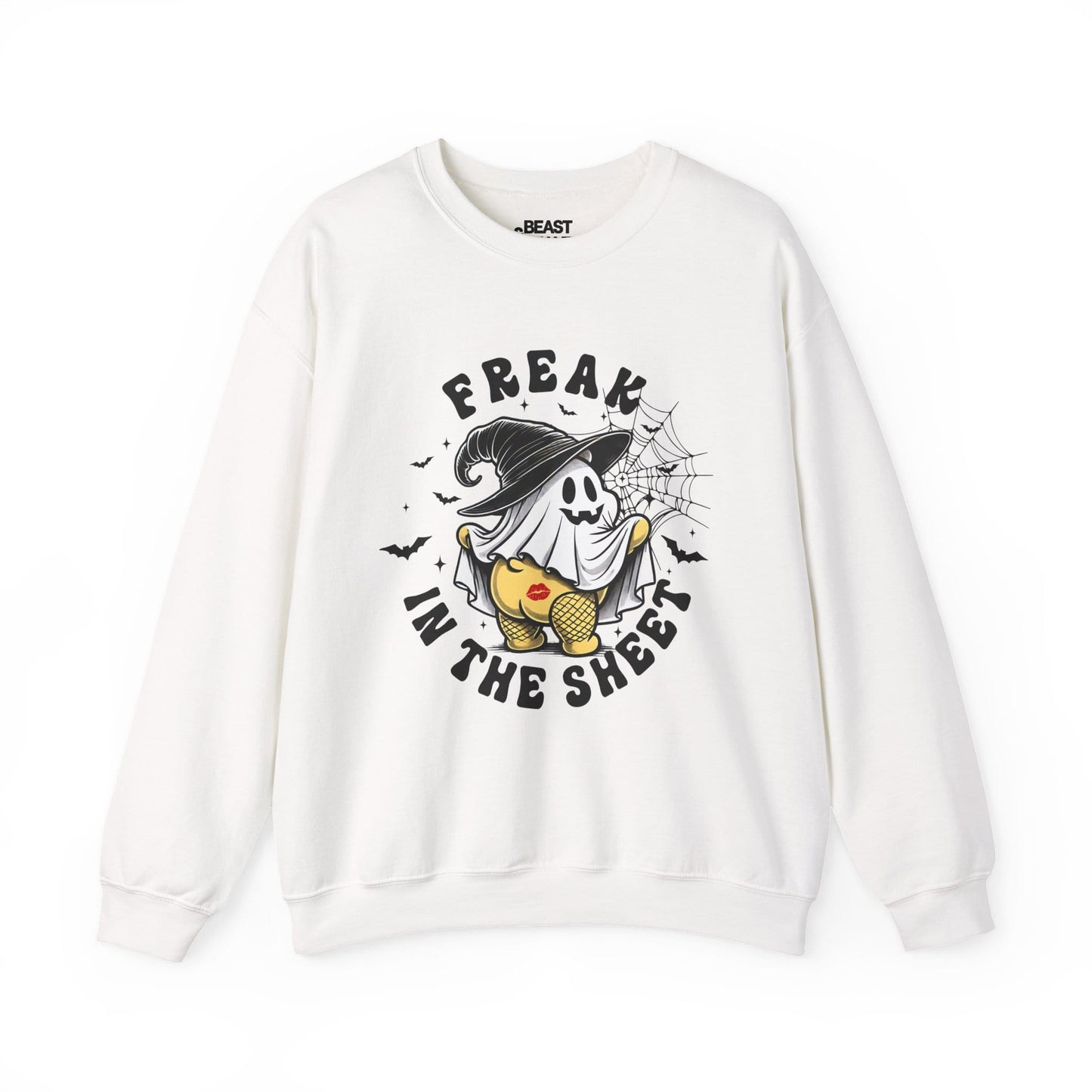Freak In The Sheet Funny Halloween Sweatshirt White / S gift_idea unique_gift personalised_gift