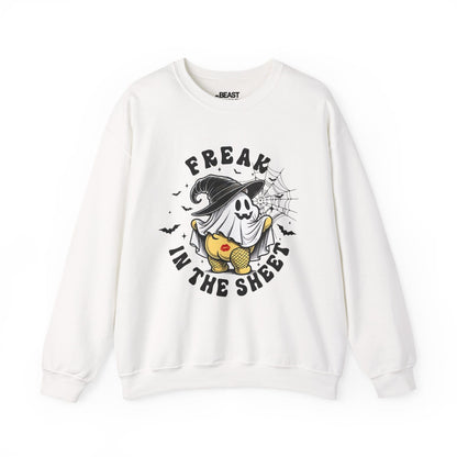 Freak In The Sheet Funny Halloween Sweatshirt White / S gift_idea unique_gift personalised_gift
