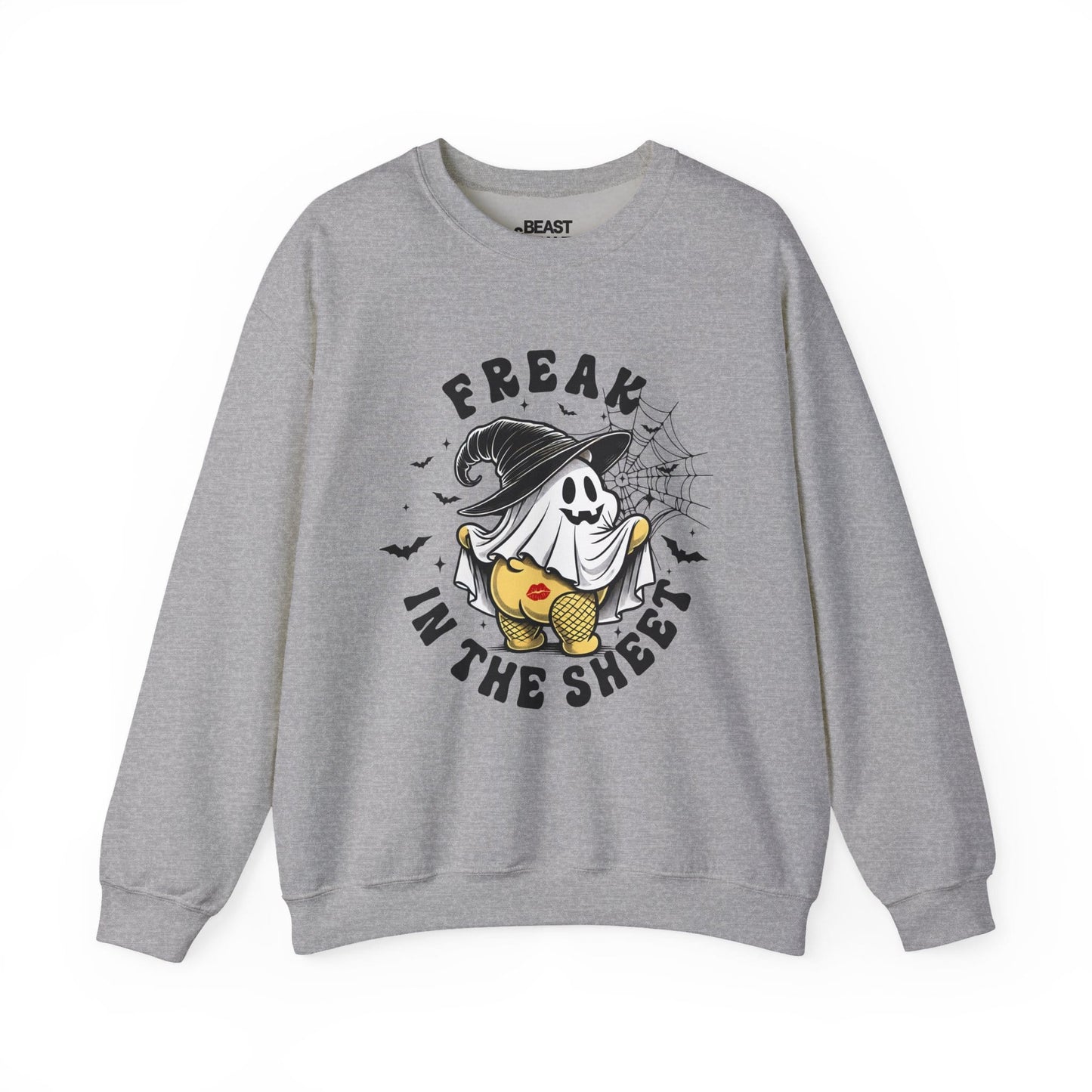 Freak In The Sheet Funny Halloween Sweatshirt Sport Grey / S gift_idea unique_gift personalised_gift