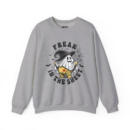 Freak In The Sheet Funny Halloween Sweatshirt Sport Grey / S gift_idea unique_gift personalised_gift
