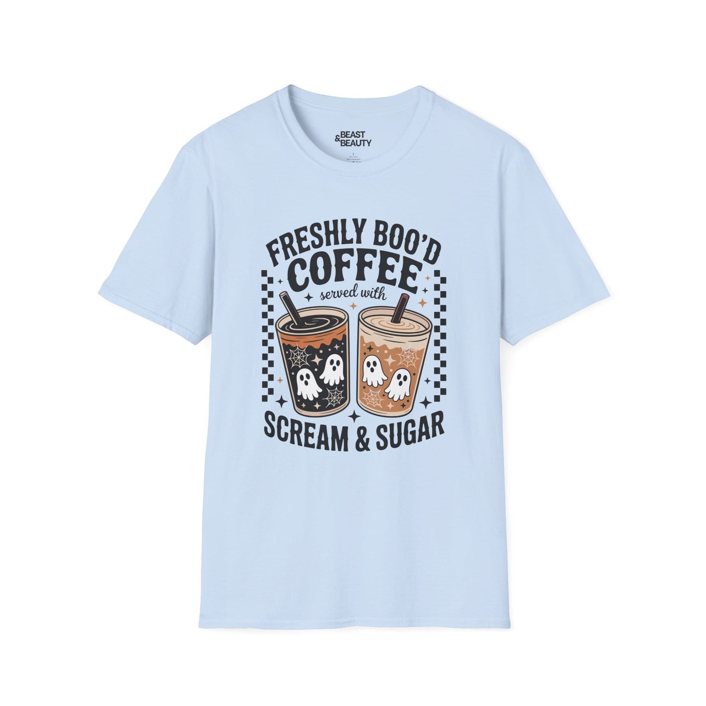 Freshly Boo’d Coffee Halloween Graphic T-Shirt Light Blue / S gift_idea unique_gift personalised_gift