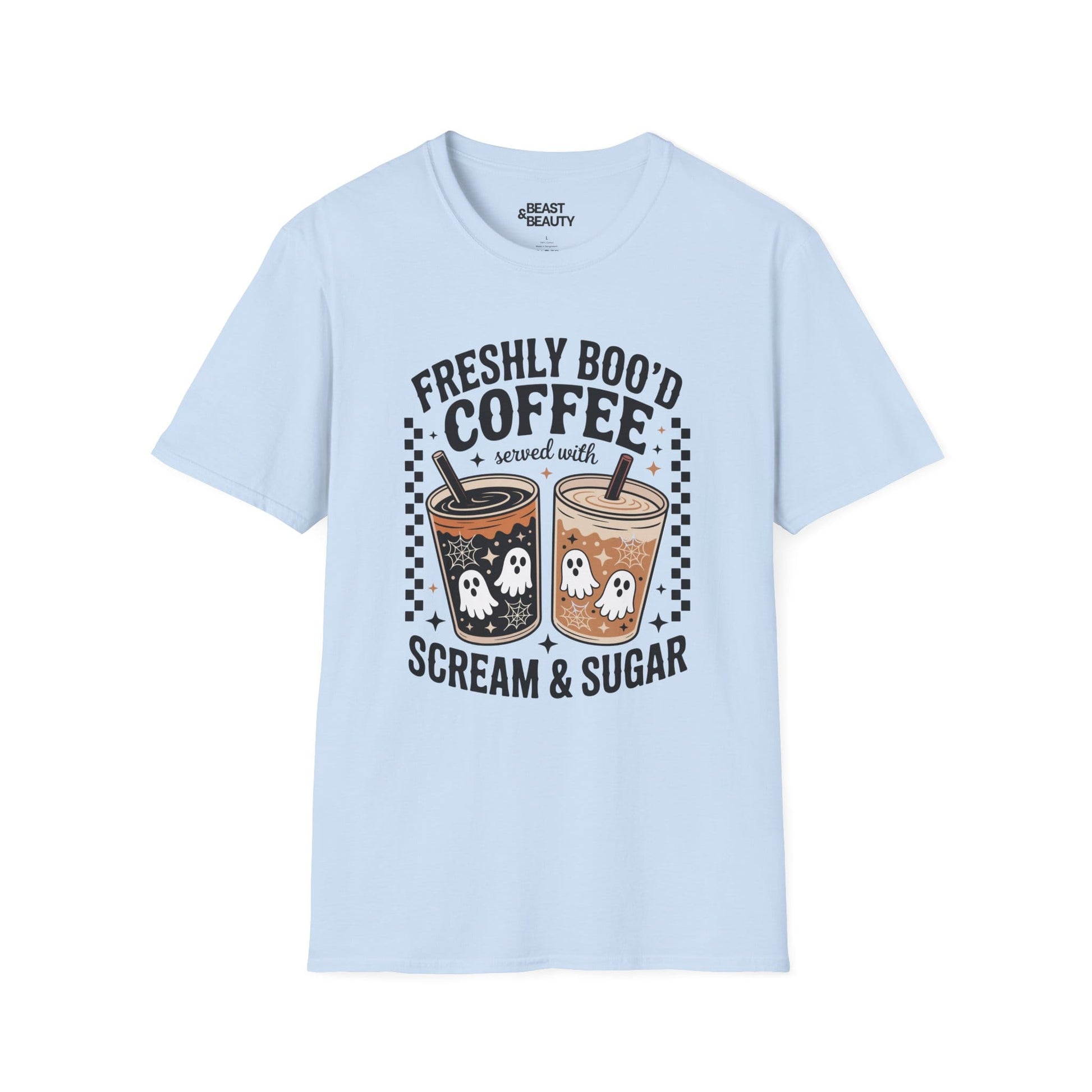 Freshly Boo’d Coffee Halloween Graphic T-Shirt Light Blue / S gift_idea unique_gift personalised_gift