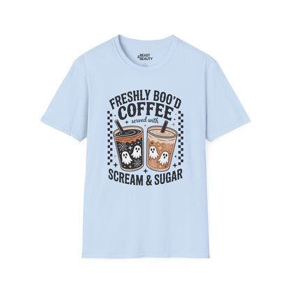 Freshly Boo’d Coffee Halloween Graphic T-Shirt Light Blue / S gift_idea unique_gift personalised_gift