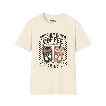 Freshly Boo’d Coffee Halloween Graphic T-Shirt Natural / S gift_idea unique_gift personalised_gift