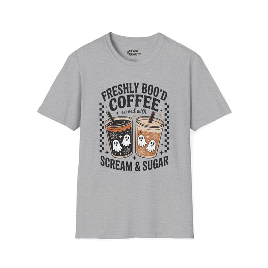 Freshly Boo’d Coffee Halloween Graphic T-Shirt Sport Grey / S gift_idea unique_gift personalised_gift