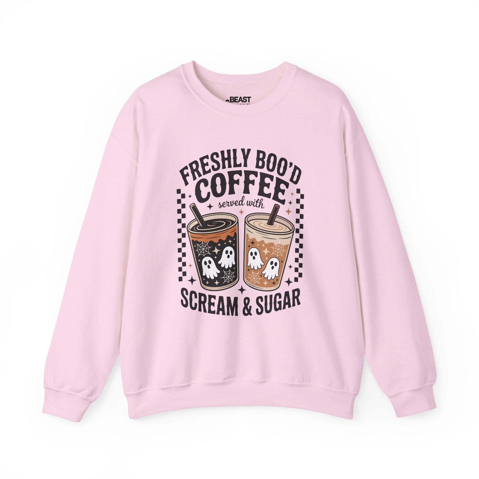 Freshly Boo’d Coffee Halloween Sweatshirt Light Pink / S gift_idea unique_gift personalised_gift