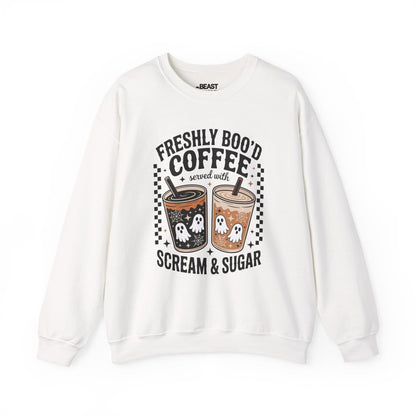 Freshly Boo’d Coffee Halloween Sweatshirt White / S gift_idea unique_gift personalised_gift