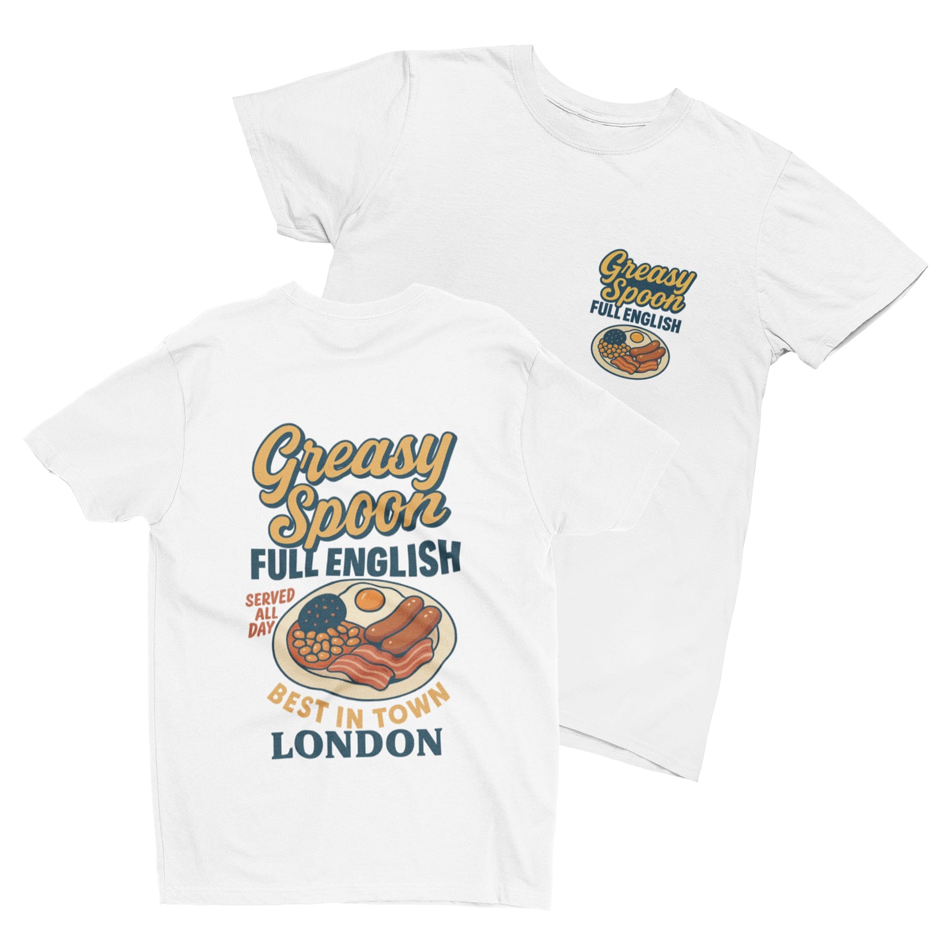 Full English Breakfast T-Shirt – Greasy Spoon London Retro Tee S (Adult) / T-Shirt gift_idea unique_gift personalised_gift