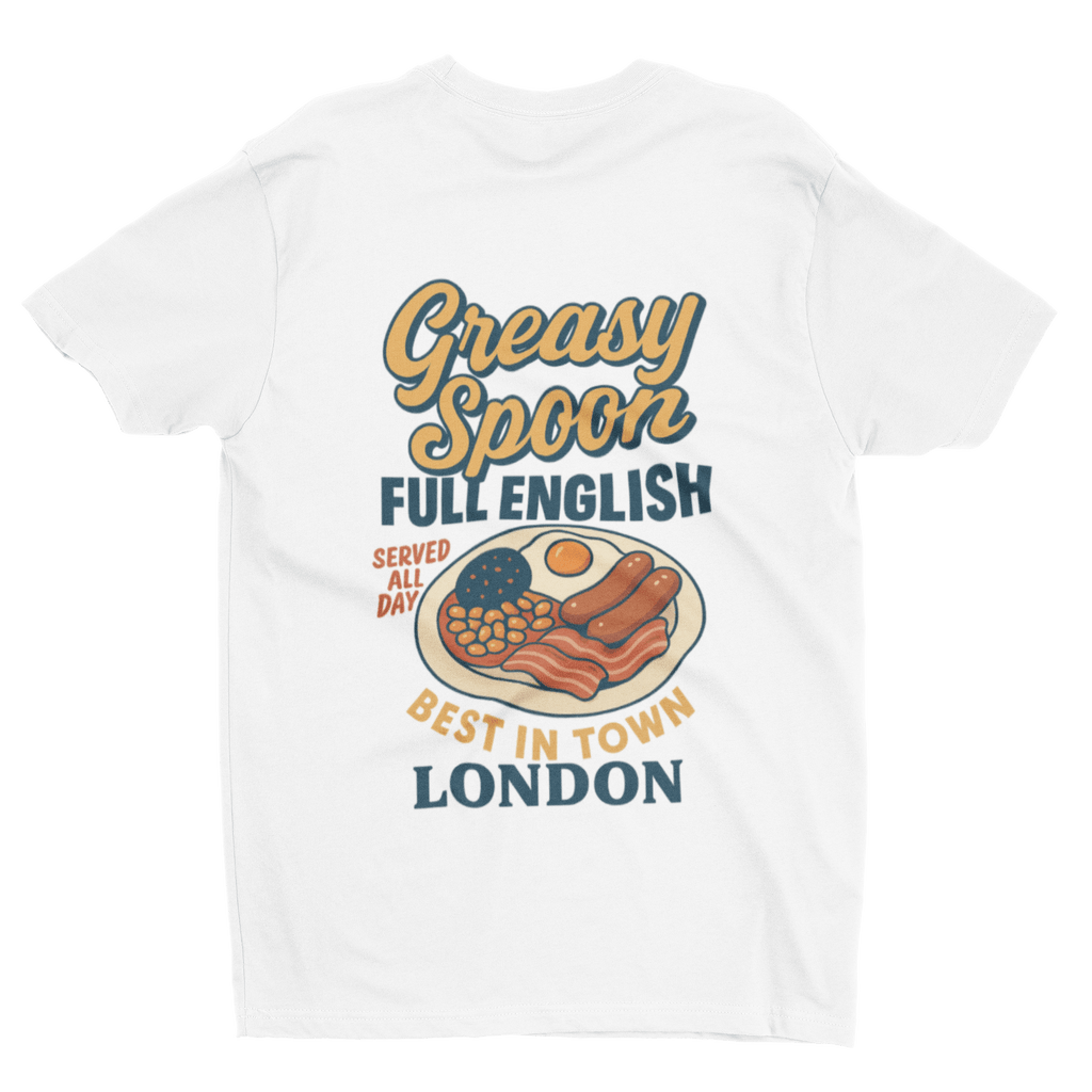 Full English Breakfast T-Shirt – Greasy Spoon London Retro Tee gift_idea unique_gift personalised_gift