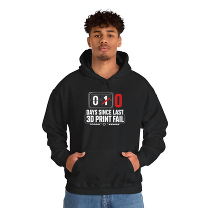 Funny 3D Printing Hoodie - 0 Days Since Last Print Fail gift_idea unique_gift personalised_gift