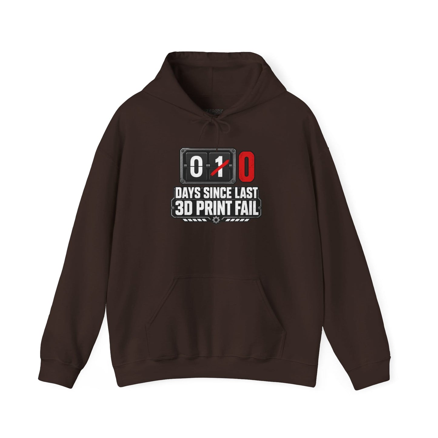 Funny 3D Printing Hoodie - 0 Days Since Last Print Fail M / Dark Chocolate gift_idea unique_gift personalised_gift
