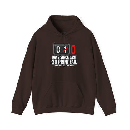 Funny 3D Printing Hoodie - 0 Days Since Last Print Fail M / Dark Chocolate gift_idea unique_gift personalised_gift