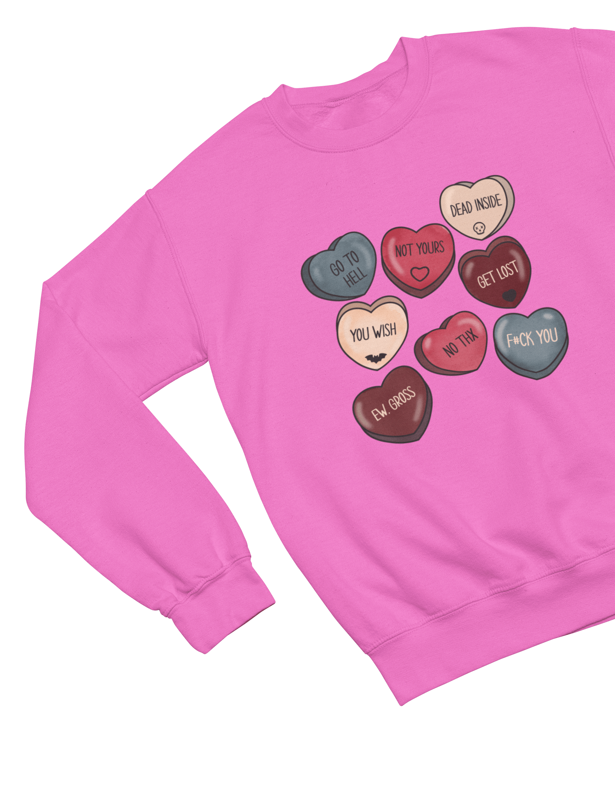 Funny Anti Valentine’s Day Conversation Hearts Shirt Sweatshirt / Small / Pink gift_idea unique_gift personalised_gift