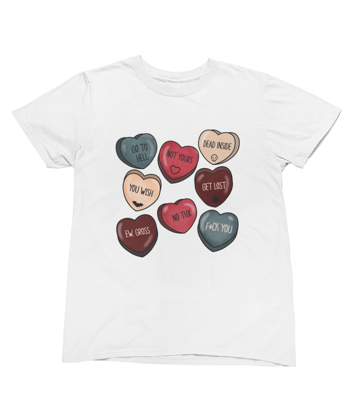 Funny Anti Valentine’s Day Conversation Hearts Shirt T-Shirt / Small / White gift_idea unique_gift personalised_gift