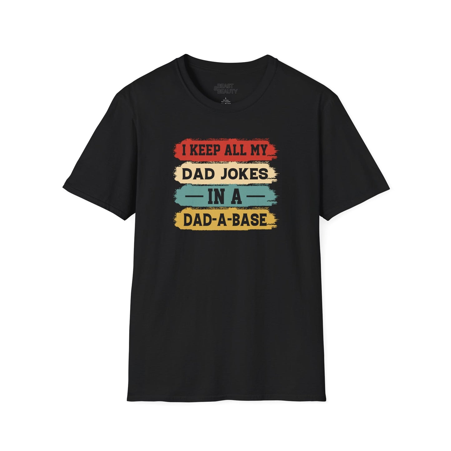 i keep all my dad jokes in a dad-a-base t-shirt black t-shirt uk Father's Day gift idea