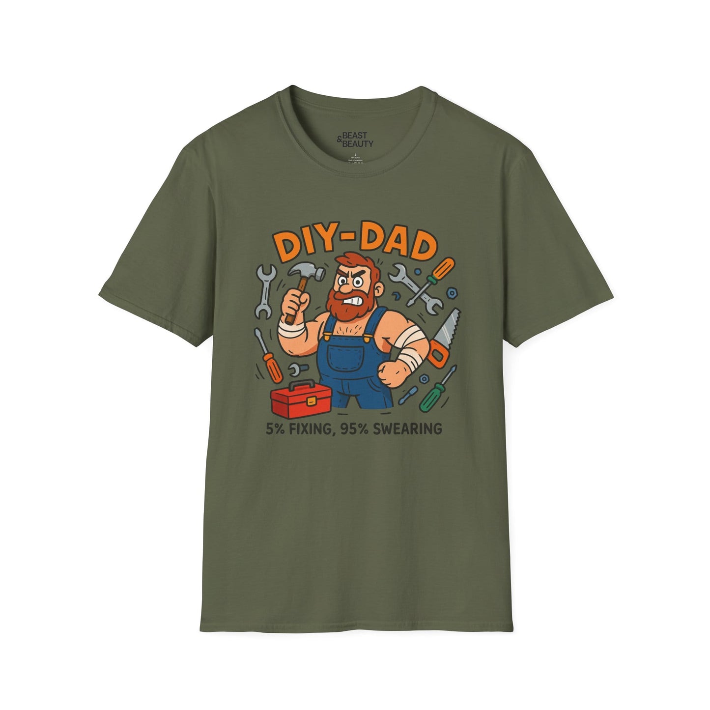 funny diy dad t-shirt 5 fixing 95 swearing tee military green t-shirt uk Father's Day gift idea