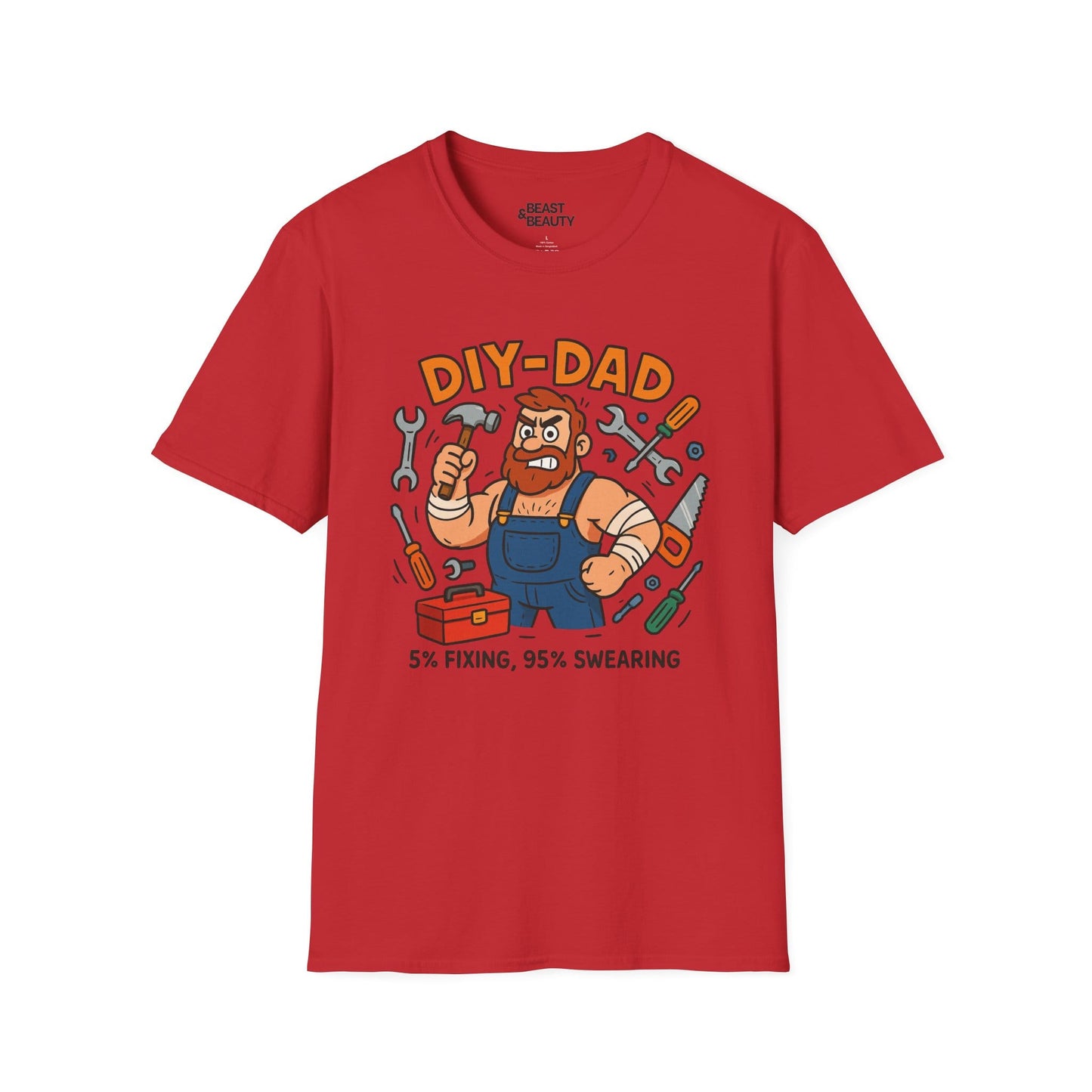 funny diy dad t-shirt 5 fixing 95 swearing tee red t-shirt uk Father's Day gift idea