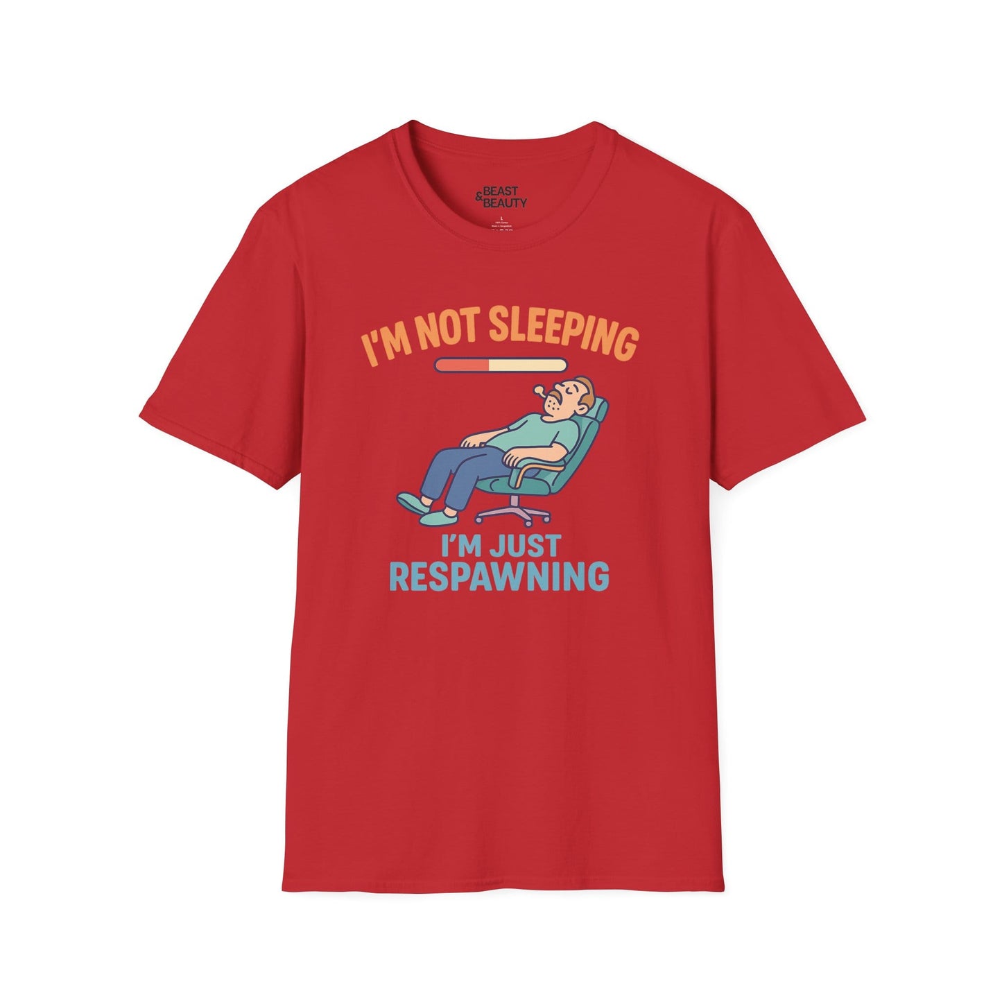 funny gaming t shirt i m not sleeping just respawning tee red t-shirt uk Father's Day gift idea